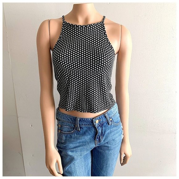 Brandy Melville Tops - Brandy Melville Black Diamond Print Knit Tank Top